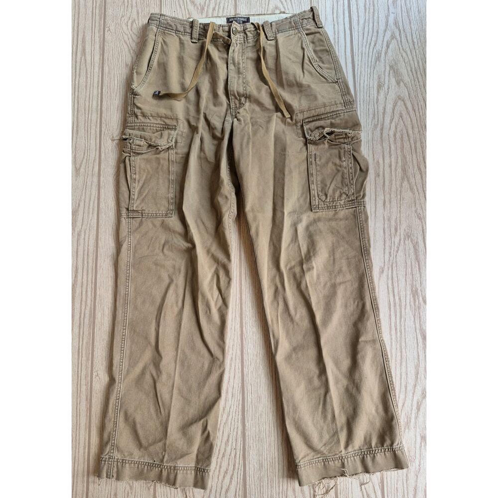 Vintage Abercrombie Fitch Mens Distressed Cargo Pants Drawstring Y2k 90's 34 L